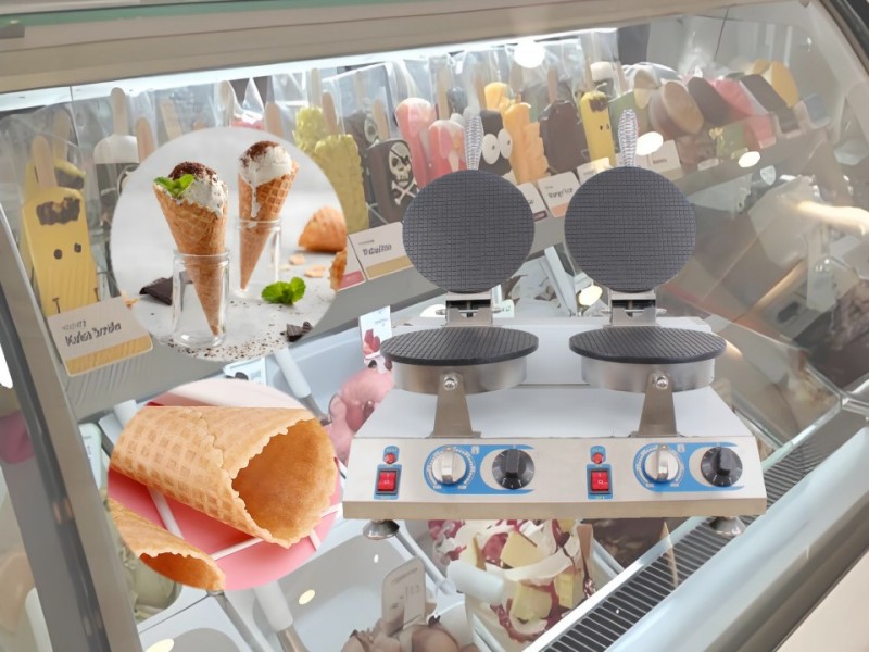 Professional 2-Plate Rolled Sugar Cone Maker