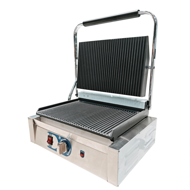 Commercial Panini Press With Grooved Grill