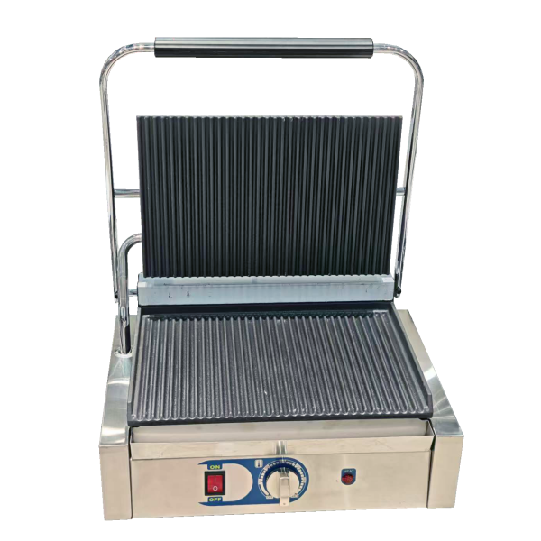 Commercial Panini Press With Grooved Grill