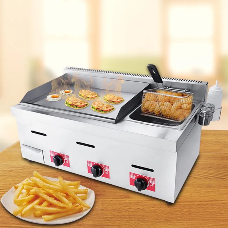 Two-in-One Table Top Gas Griddle With Fryer