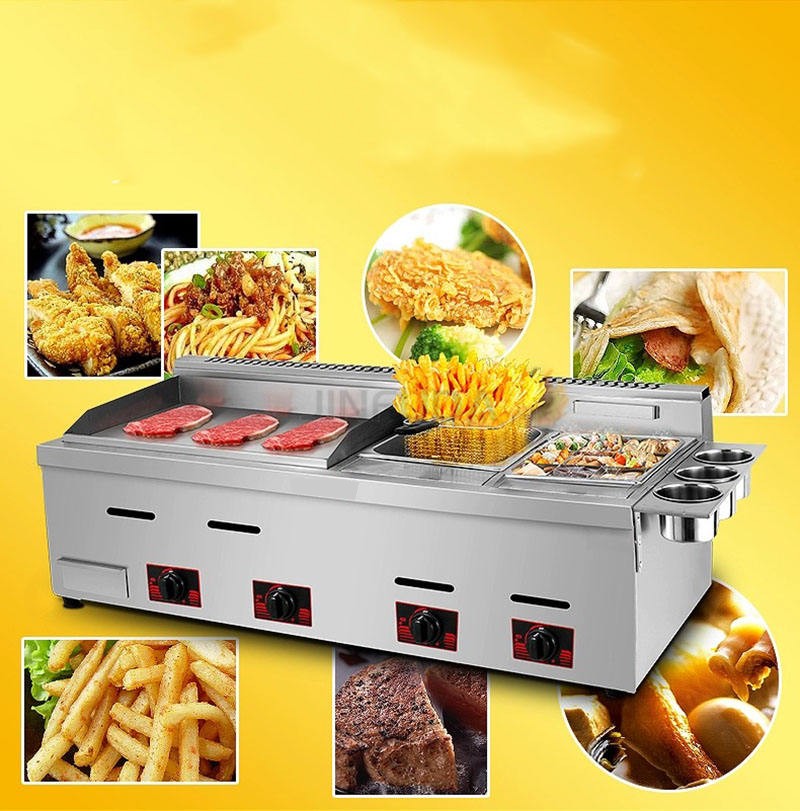 Two-in-One Table Top Gas Griddle With Two Fryer