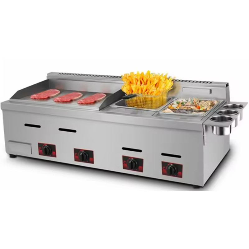 Two-in-One Table Top Gas Griddle With Two Fryer